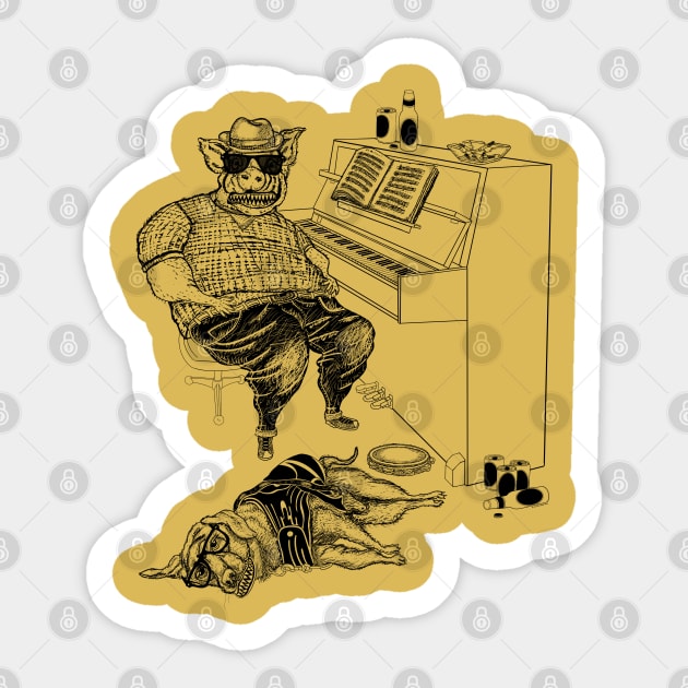 Piano Man Blind Pig Guide Dog Sticker by BullShirtCo